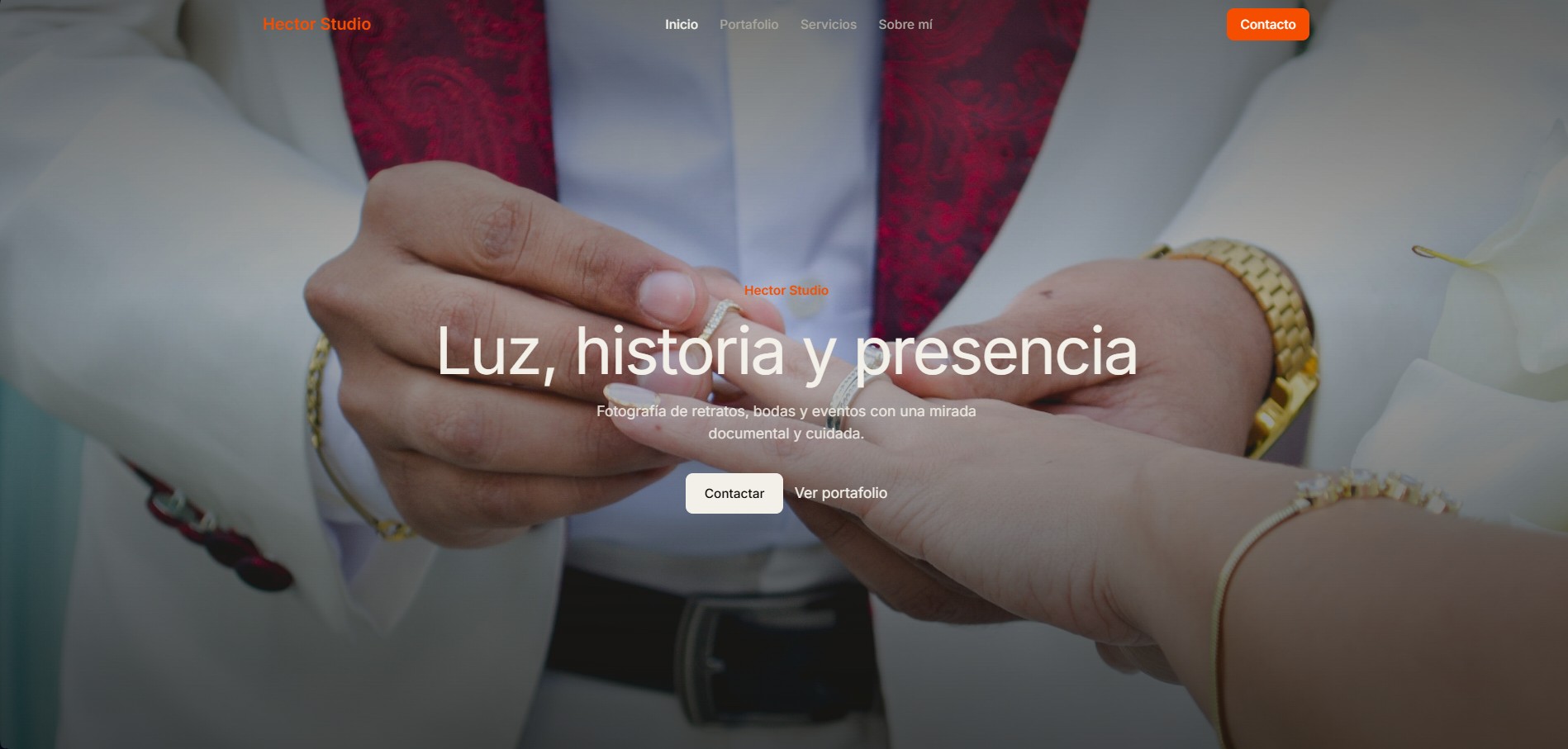 Inicio de Hector Studio con fotografía de boda